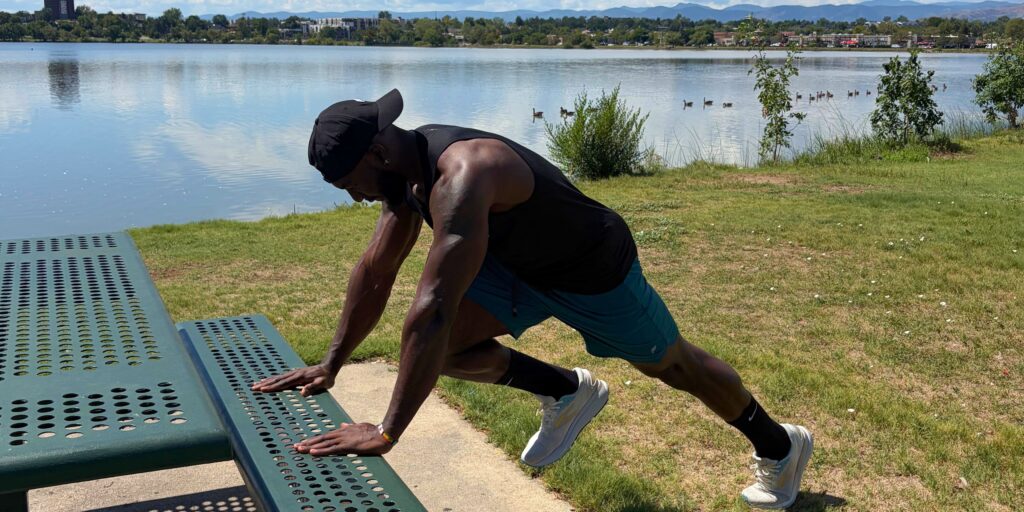 Outdoor strength training at a Denver park.